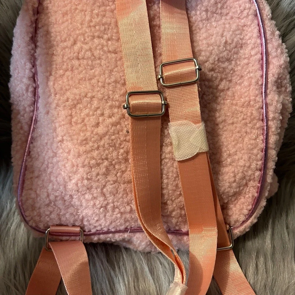 Wonder Nation Girls Pink Cat Backpack Faux Fur Mini‎ Bag